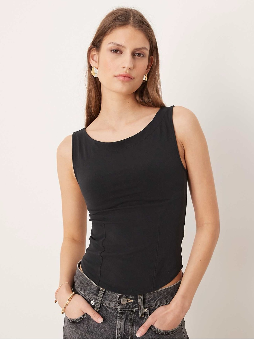 Free People Intimately Free Black Sleeveless Tank Top Low Back Strap Medium